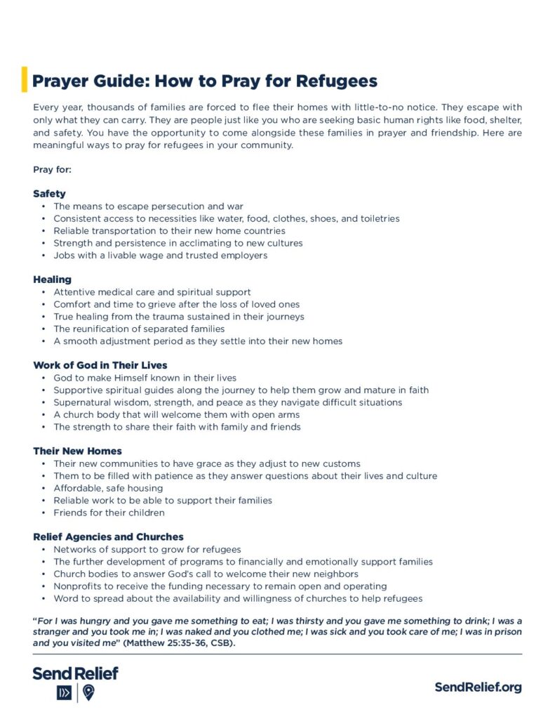Care for Refugees Prayer Guide